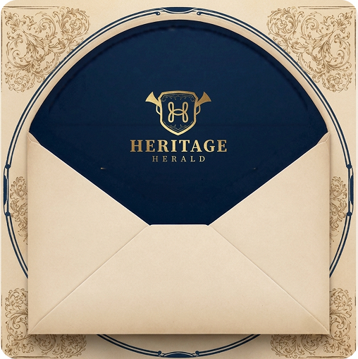 A sealed Heritage Herald envelope