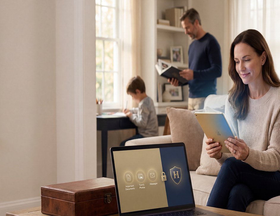 A family preserving their memories at home